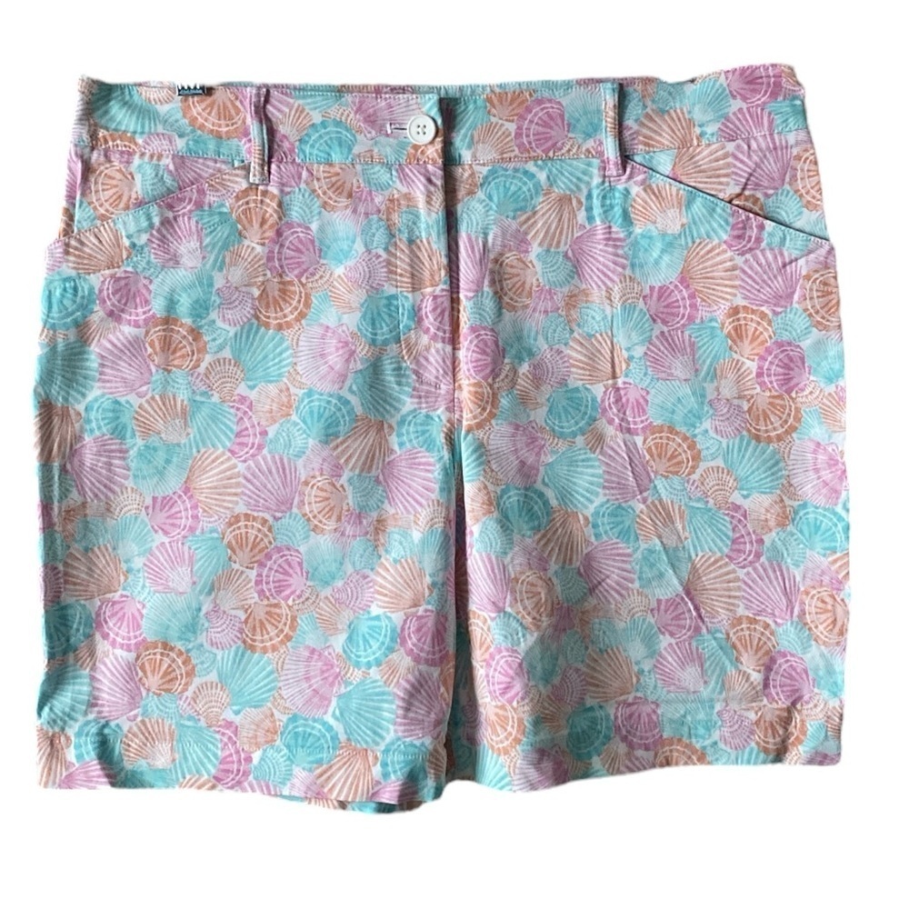 Talbots Cottagecore Cotton Stretch Seashell Print Chino Shorts Women’s Size 12